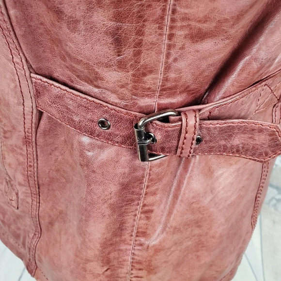 Di Capra Int Moto  Leather Jacket Mottled Two Tone Oxblood Size Small - Picture 12 of 16